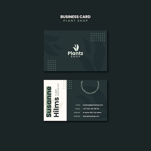 Flat design plant care business card template