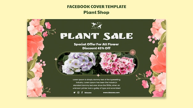 Free PSD flat design plant care template