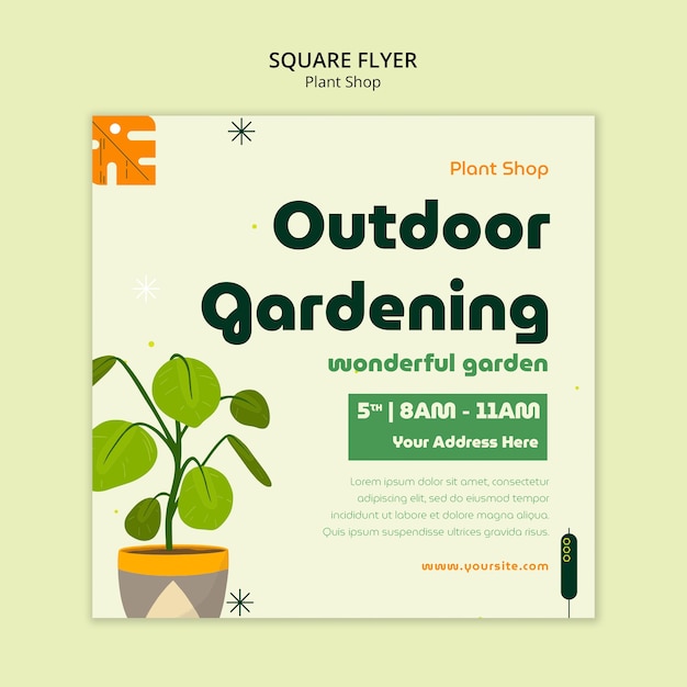 Flat design plant shop template