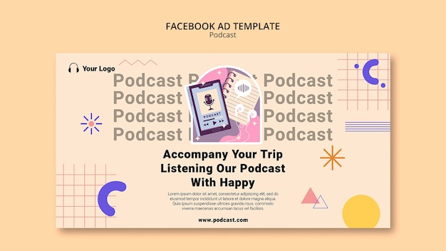 Free PSD flat design podcast template