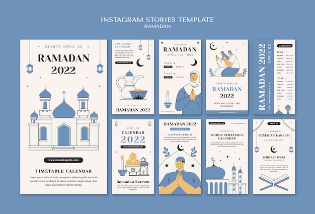 Free PSD flat design ramadan instagram stories template