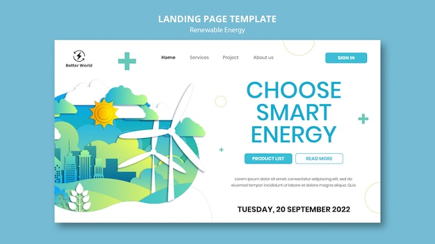 Free PSD flat design renewable energy template