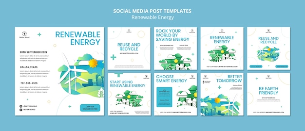 Free PSD flat design renewable energy template