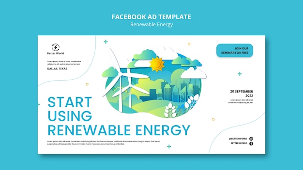 Free PSD flat design renewable energy template