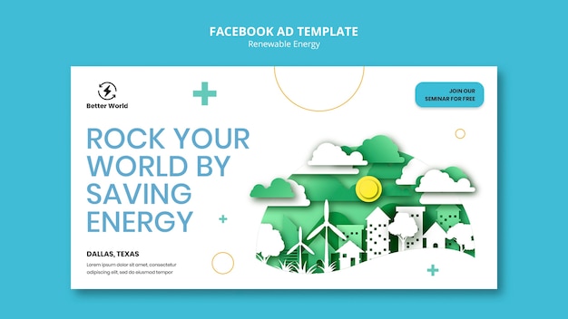 Free PSD flat design renewable energy template