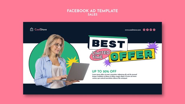 Flat design sale facebook ad template