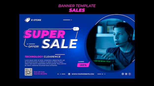 Flat design sale template of banner