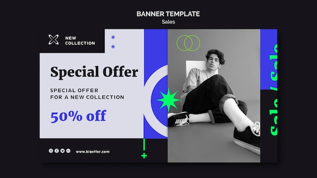 Flat design sale template of banner