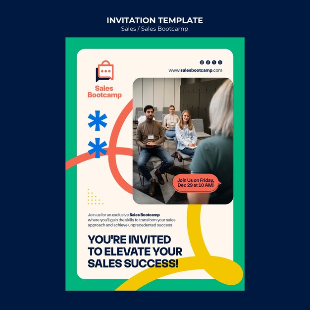 Flat design sales invitation template