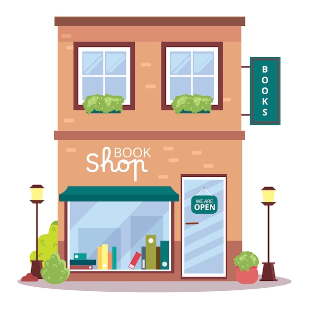 Free PSD flat design shop building illustration isolated