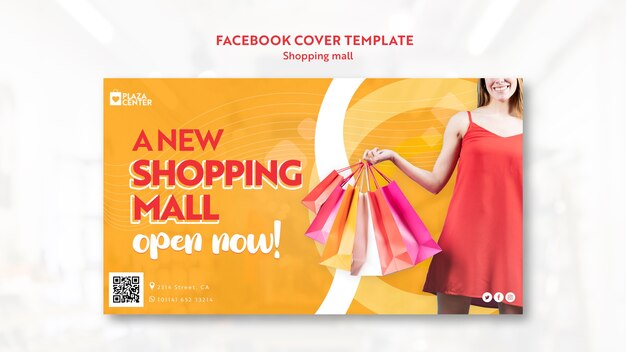 Free PSD flat design shopping mall facebook cover template