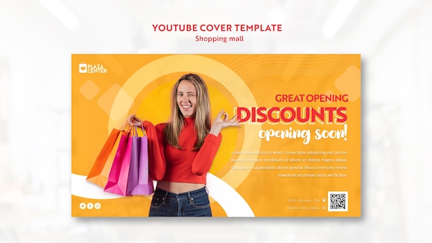 Free PSD flat design shopping mall youtube cover