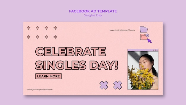 Free PSD flat design singles day template