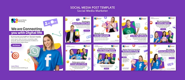 Free PSD flat design social media instagram posts