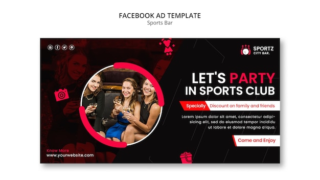 Free PSD flat design sports bar template