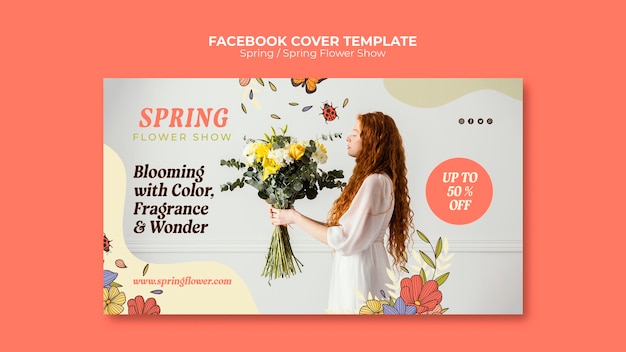 Free PSD flat design spring template