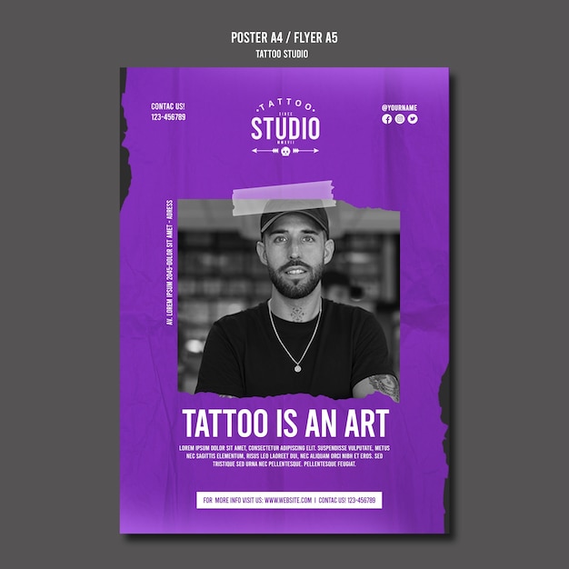 Free PSD flat design tattoo template