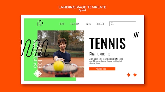 Free PSD flat design tennis template