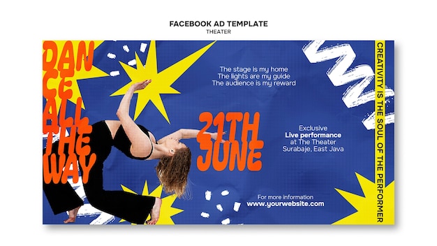 Free PSD flat design theater show facebook template