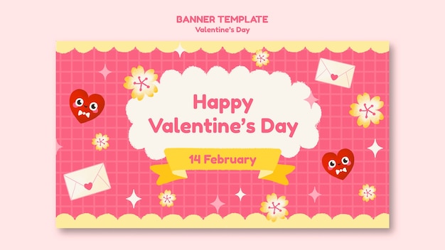 Free PSD flat design valentine's day template