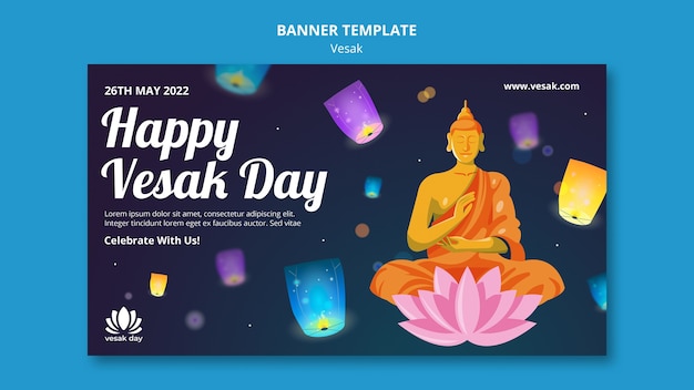 Free PSD flat design vesak banner template