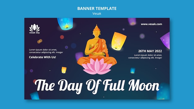 Free PSD flat design vesak banner template