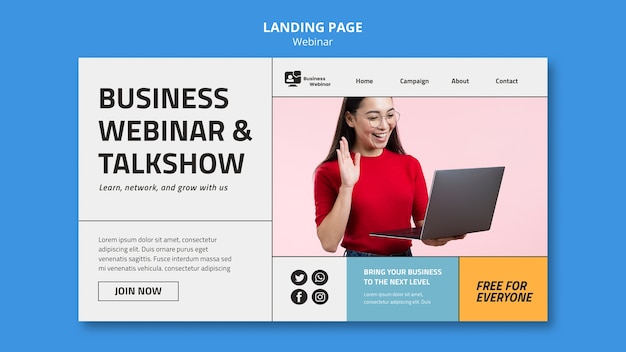 Flat design webinar template