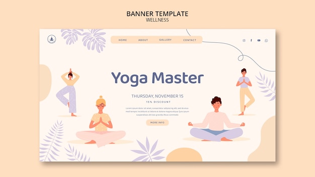 Free PSD flat design wellness template