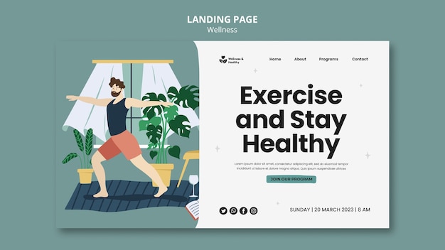 Free PSD flat design wellness template