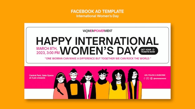 Free PSD flat design women's day  facebook template