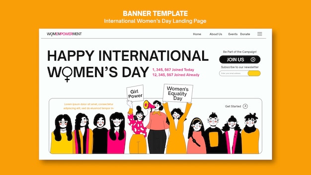 Free PSD flat design women's day landing page