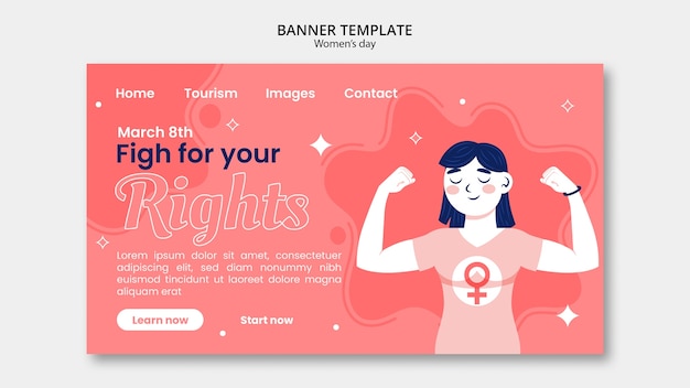 Free PSD flat design women's day template