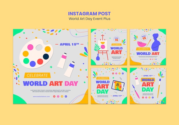 Free PSD flat design world art day template