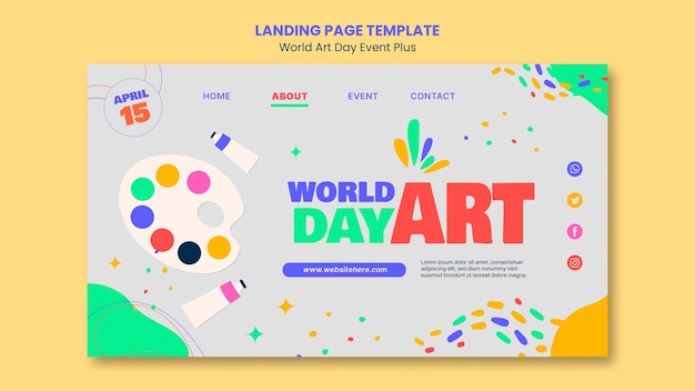 Flat design world art day template