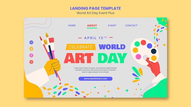 Flat design world art day template