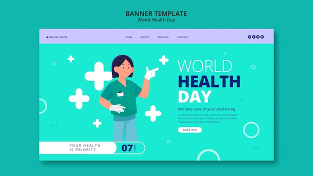 Free PSD flat design world health day template