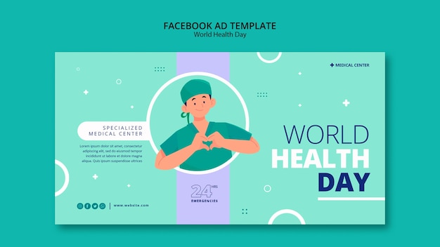 Free PSD flat design world health day template