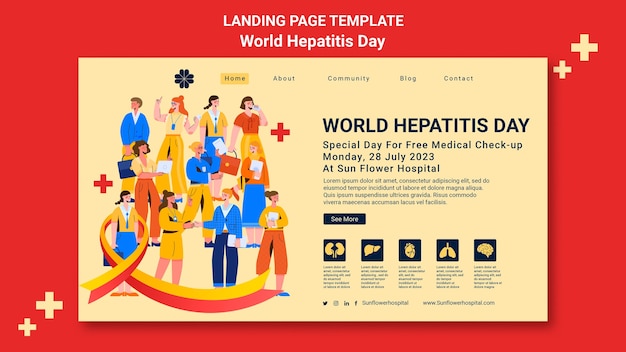 Free PSD flat design world hepatitis day landing page