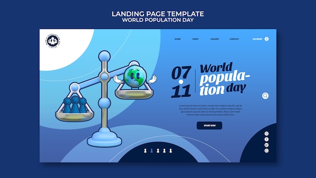 Free PSD flat design world population day template