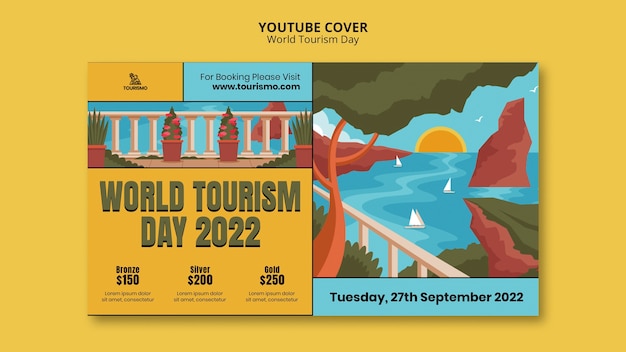 Free PSD flat design world tourism day template