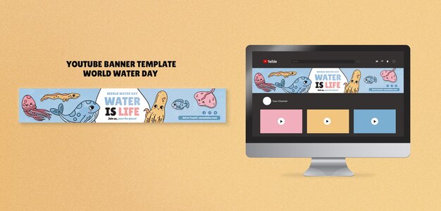 Free PSD flat design world water day template