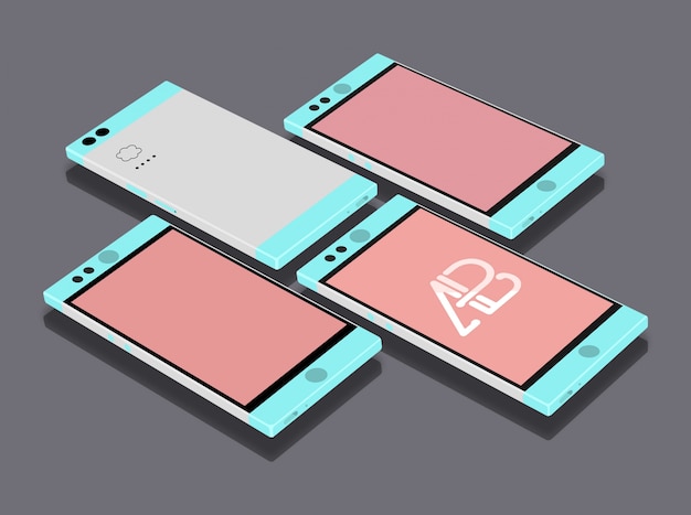 Free PSD flat mobile phones mock up