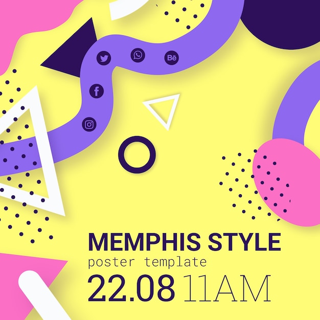 Free PSD flat yellow memphis style background