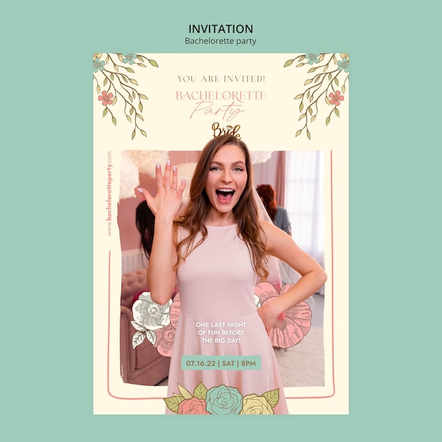 Free PSD floral bachelorette party invitation template