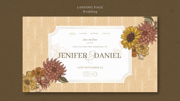 Floral wedding celebration landing page