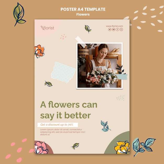 Flower poster template design