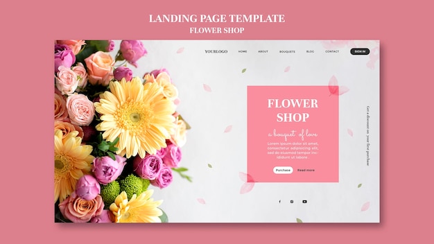 Free PSD flower shop landing page template