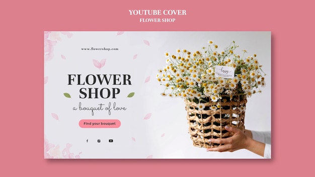 Free PSD flower shop youtube cover template