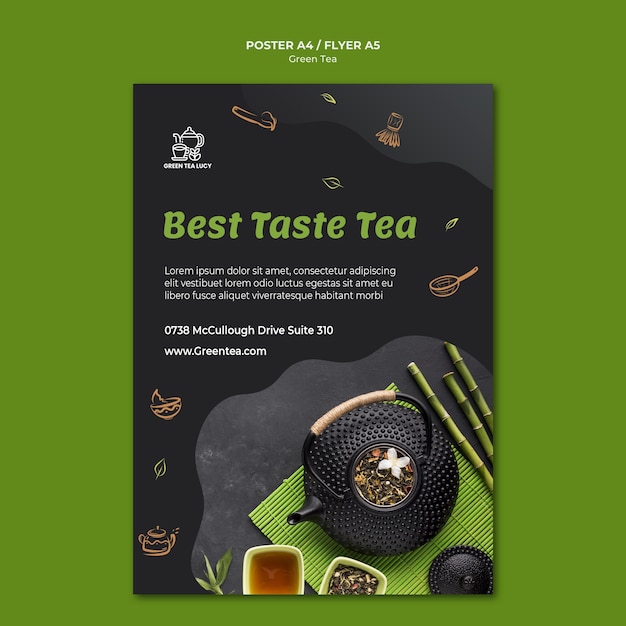 Free PSD flyer green tea template