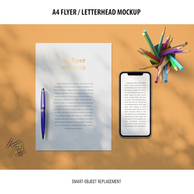 Free PSD flyer or letterhead mockup